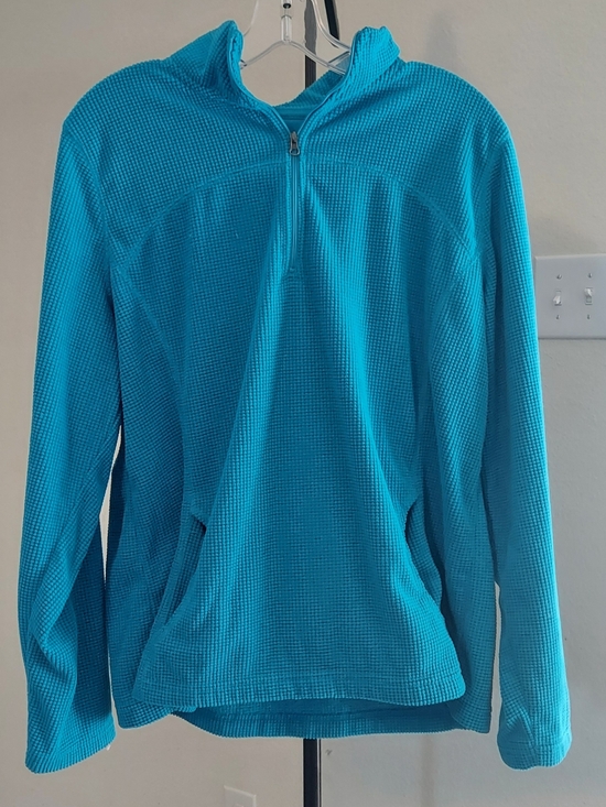 tek gear Tops - tek gear Waffle Quarter-Zip Pullover Hoodie in Teal
